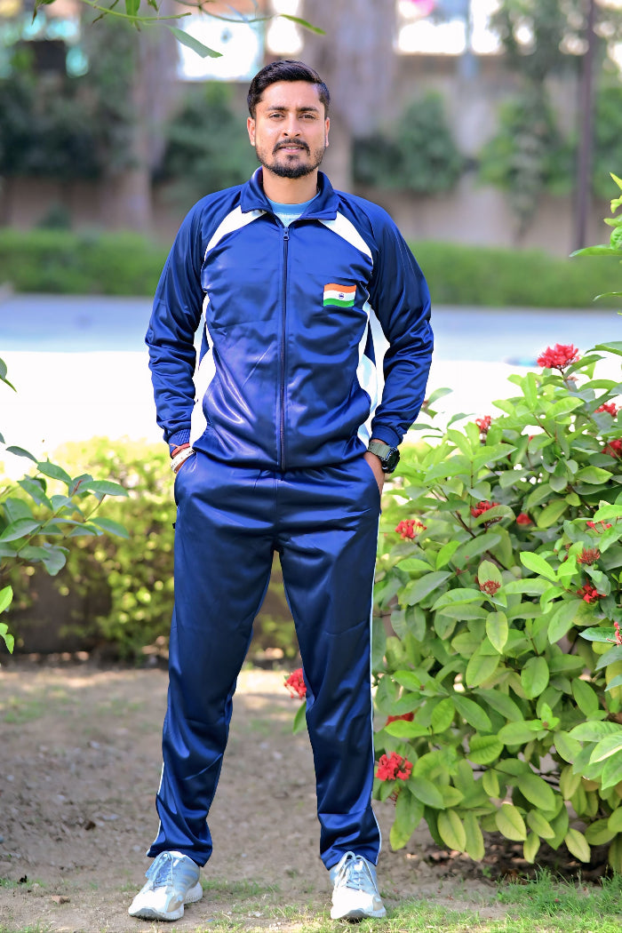Premium Track Suit – Blue White with Indian Flag